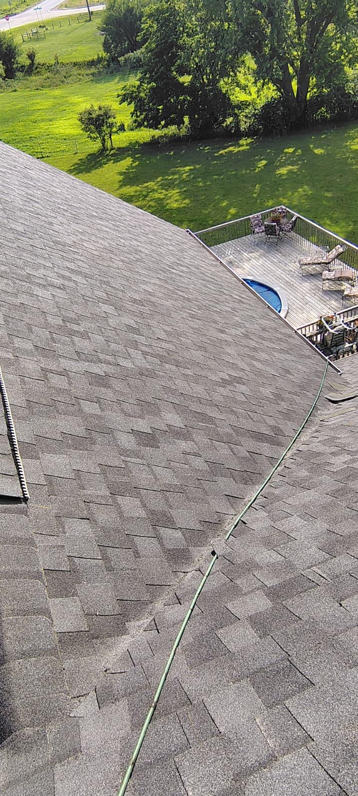 Shingle roof and valley detail on a Long Grove, Iowa home